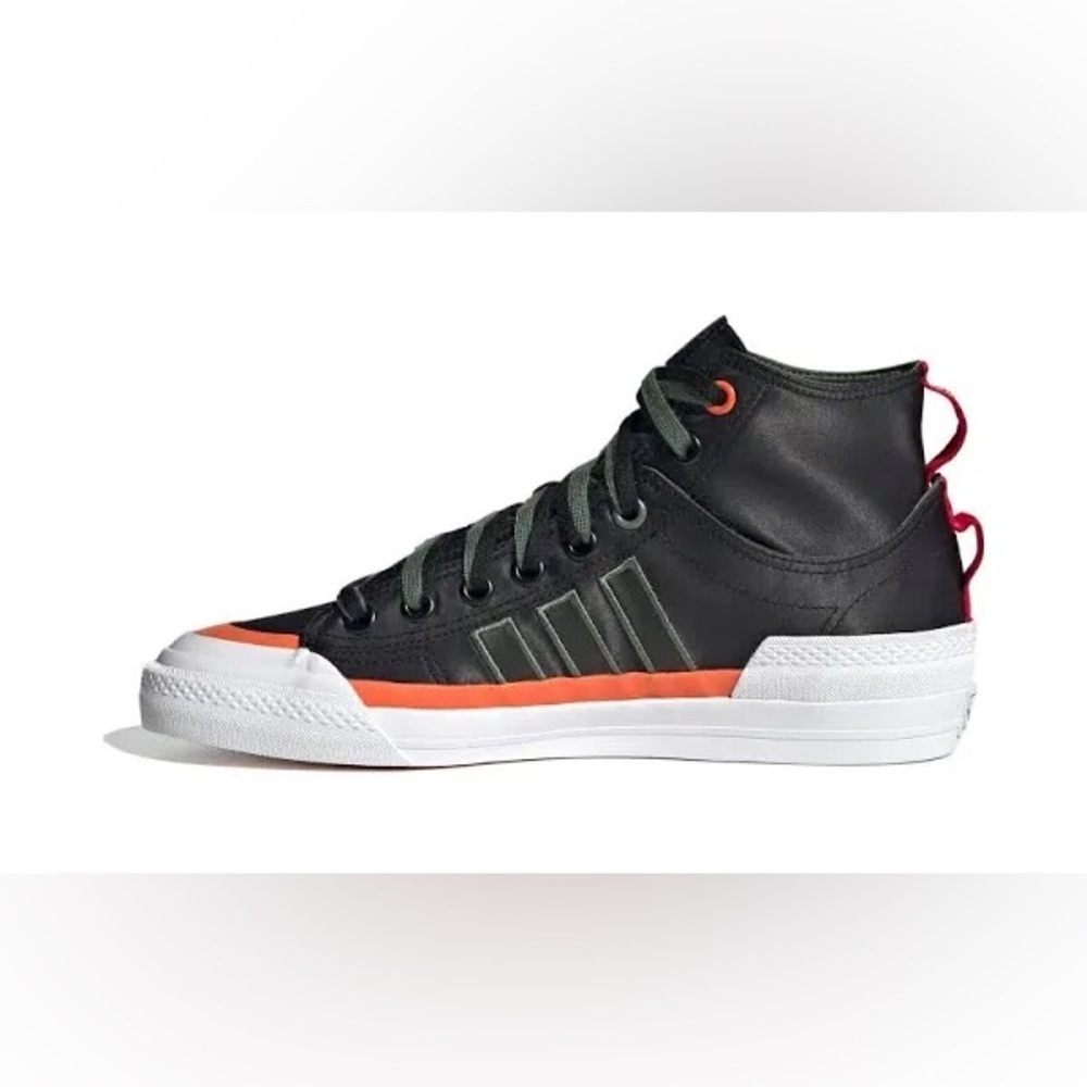 Adidas Men's Black and Orange High-Top Sneakers